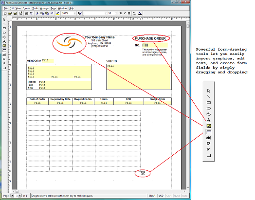 Creating a Purchase Order Form - FormDocs Form Design Software